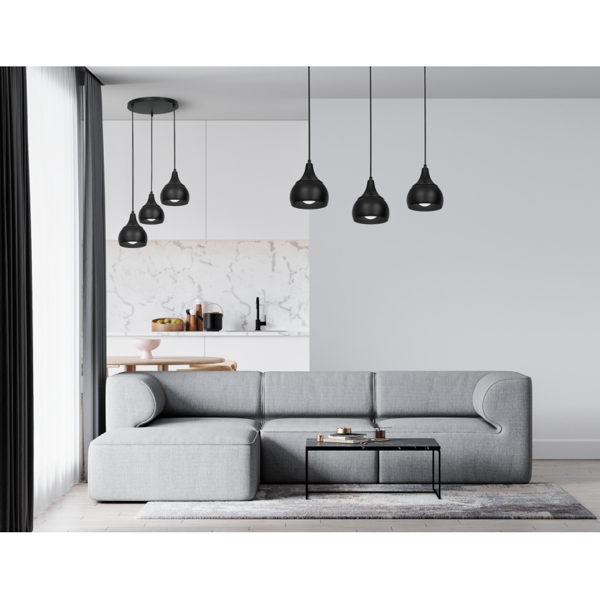 Crni luster na sajli AKTAN 3xE27/60W/230V