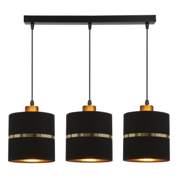 Crni luster na sajli ASSAM 3xE27/60W/230V