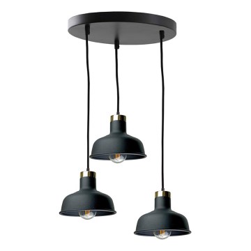 Crni luster na sajli HEBE 3xE27/60W/230V