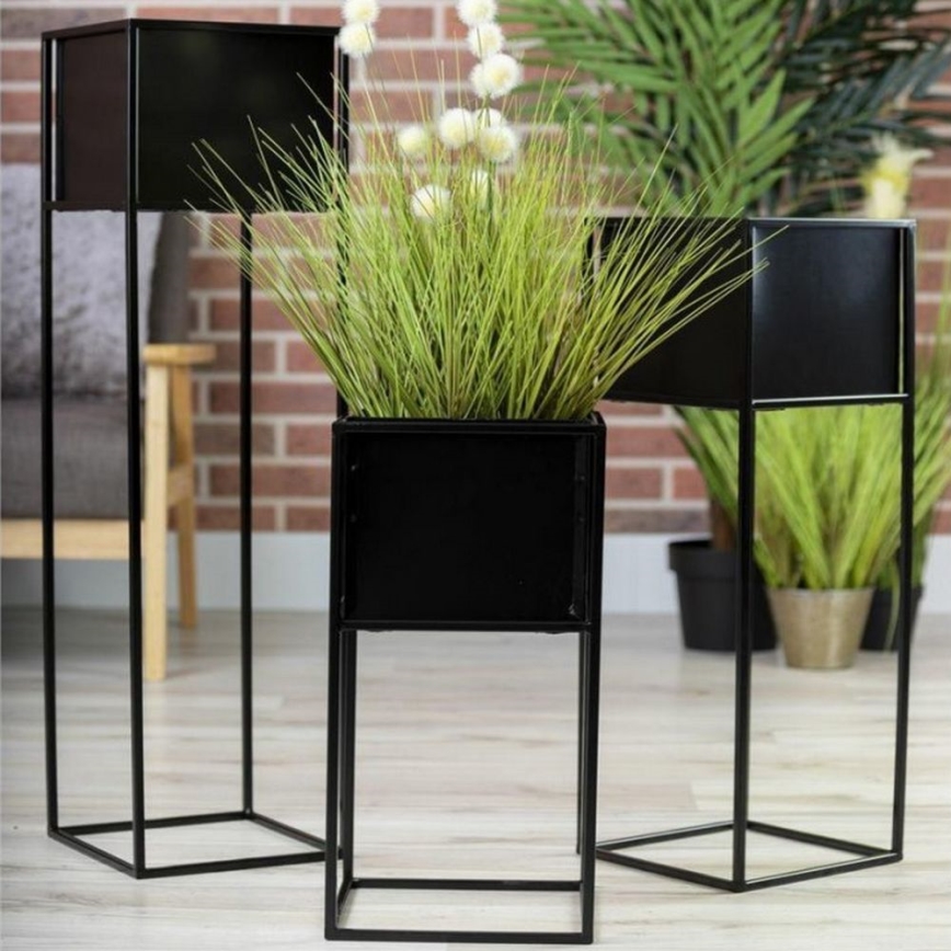 Crni stalak za cveće 50x24 cm