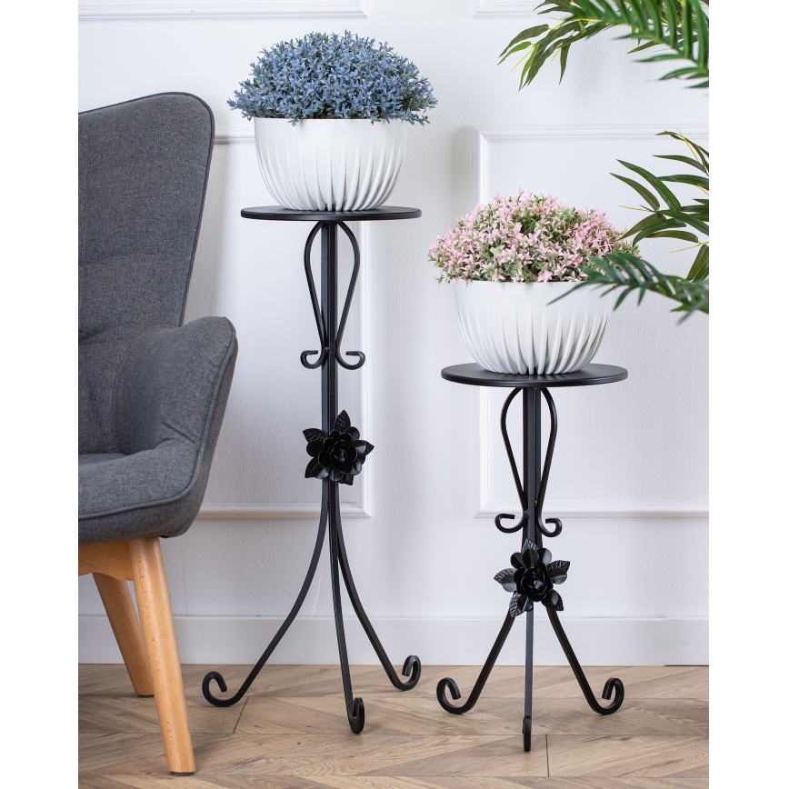 Crni stalak za cveće 55x33 cm