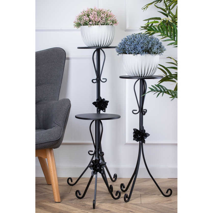 Crni stalak za cveće 55x33 cm