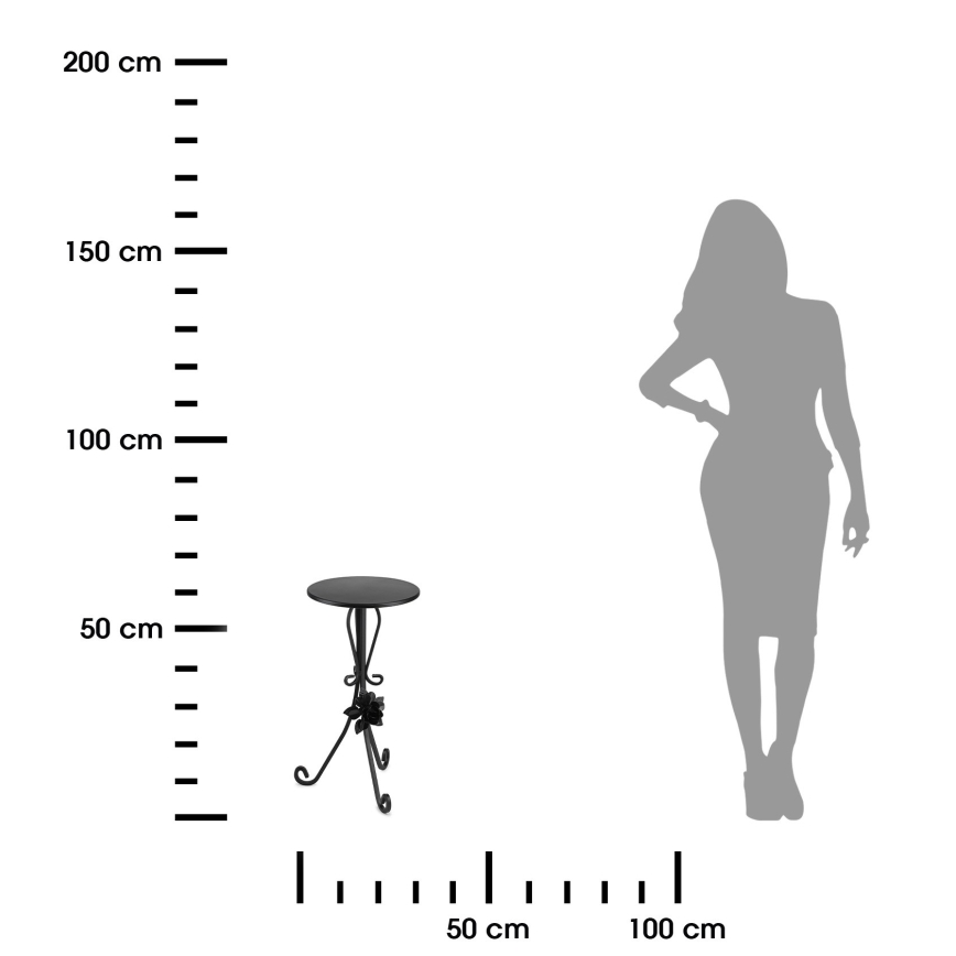 Crni stalak za cveće 55x33 cm