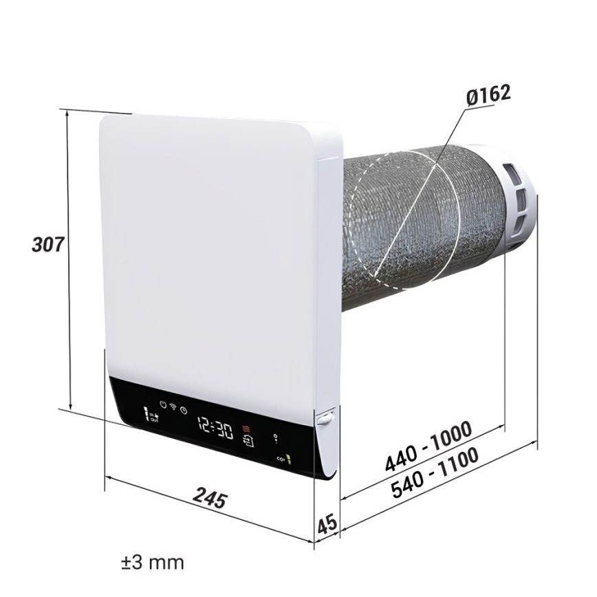 Dalap 25BP160 - Sobna rekuperacija BRISE 160 PROFI 22W/230V Wi-Fi + daljinski upravljač