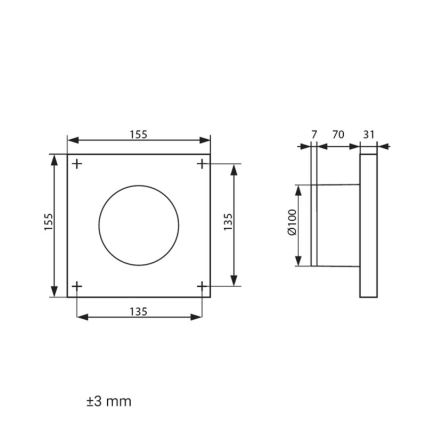 Dalap 41095ZW - Aksijalni ventilator sa tajmerom i senzorom vlažnosti 100 DARK ZW 8,4W/230V