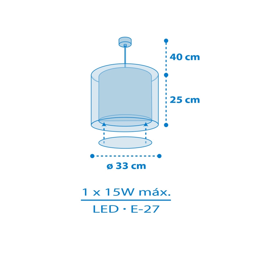Dalber 40672 - Dečiji luster WORLD 1xE27/15W/230V plavi