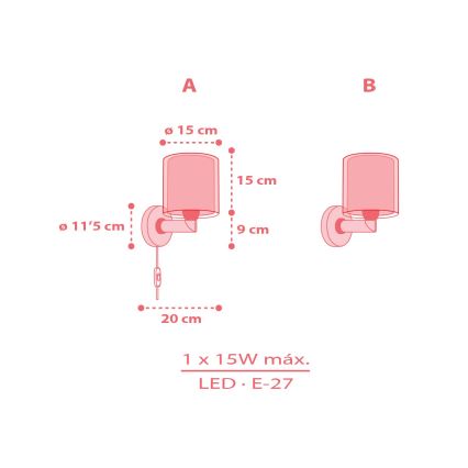 Dalber 41199 - Dečija zidna lampa RAINBOW 1xE27/15W/230V šarena