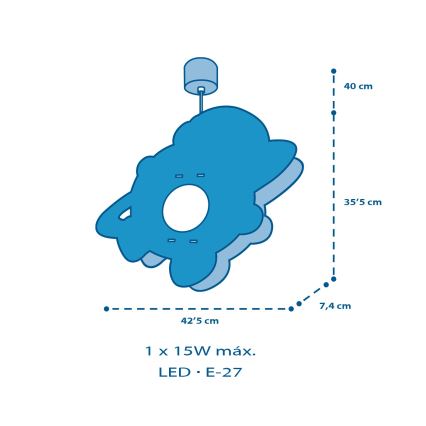 Dalber 41347 - Dečiji luster ASTRONAUT 1xE27/15W/230V