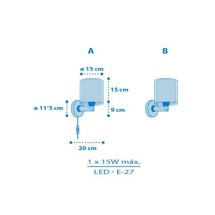 Dalber 41579T - Dečija zidna lampa BABY TEDDY 1xE27/15W/230V plava