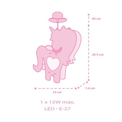 Dalber 41597 - Dečiji luster UNICORN 1xE27/15W/230V