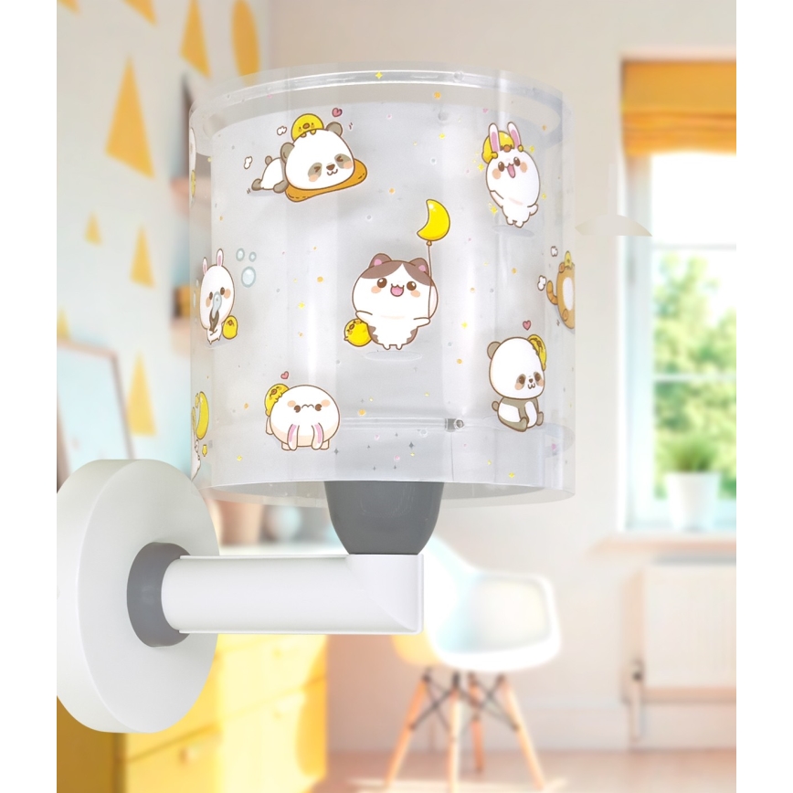 Dalber 41769E - Dečija zidna lampa KAWAII FRIENDS 1xE27/15W/230V siva