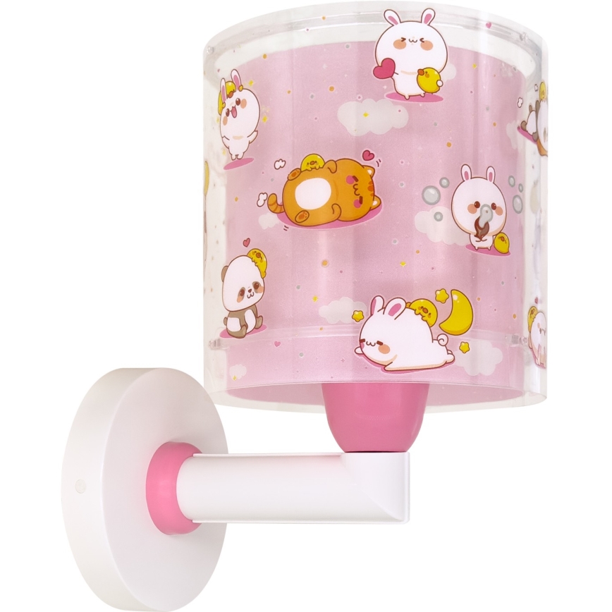 Dalber 41769S - Dečija zidna lampa KAWAII FRIENDS 1xE27/15W/230V ružičasta