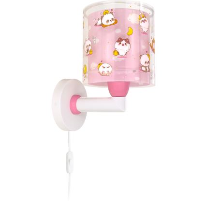 Dalber 41769S - Dečija zidna lampa KAWAII FRIENDS 1xE27/15W/230V ružičasta