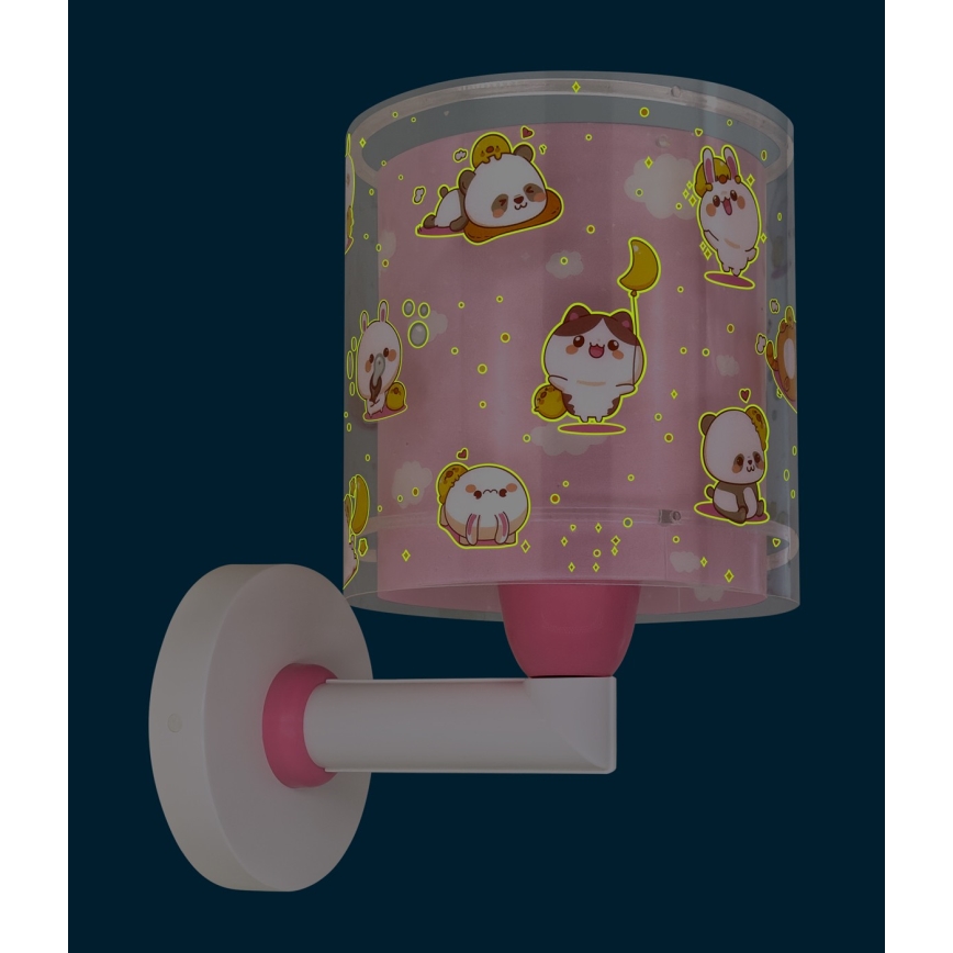 Dalber 41769S - Dečija zidna lampa KAWAII FRIENDS 1xE27/15W/230V ružičasta