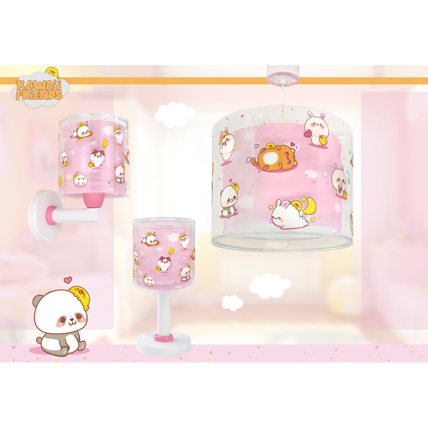 Dalber 41769S - Dečija zidna lampa KAWAII FRIENDS 1xE27/15W/230V ružičasta