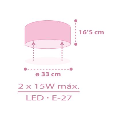 Dalber 42496 - Dečije plafonsko svetlo FAIRY DREAMS 2xE27/15W/230V