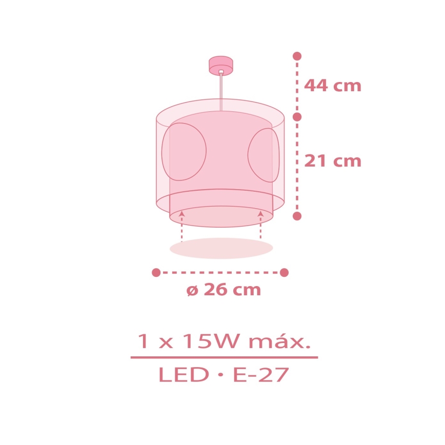 Dalber 60912 - Dečiji luster PRINCESS DANCE 1xE27/15W/230V ružičasta