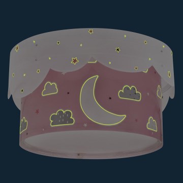 Dalber 61236S - Dečije stropno svetlo MOON 2xE27/60W/230V ružičasta