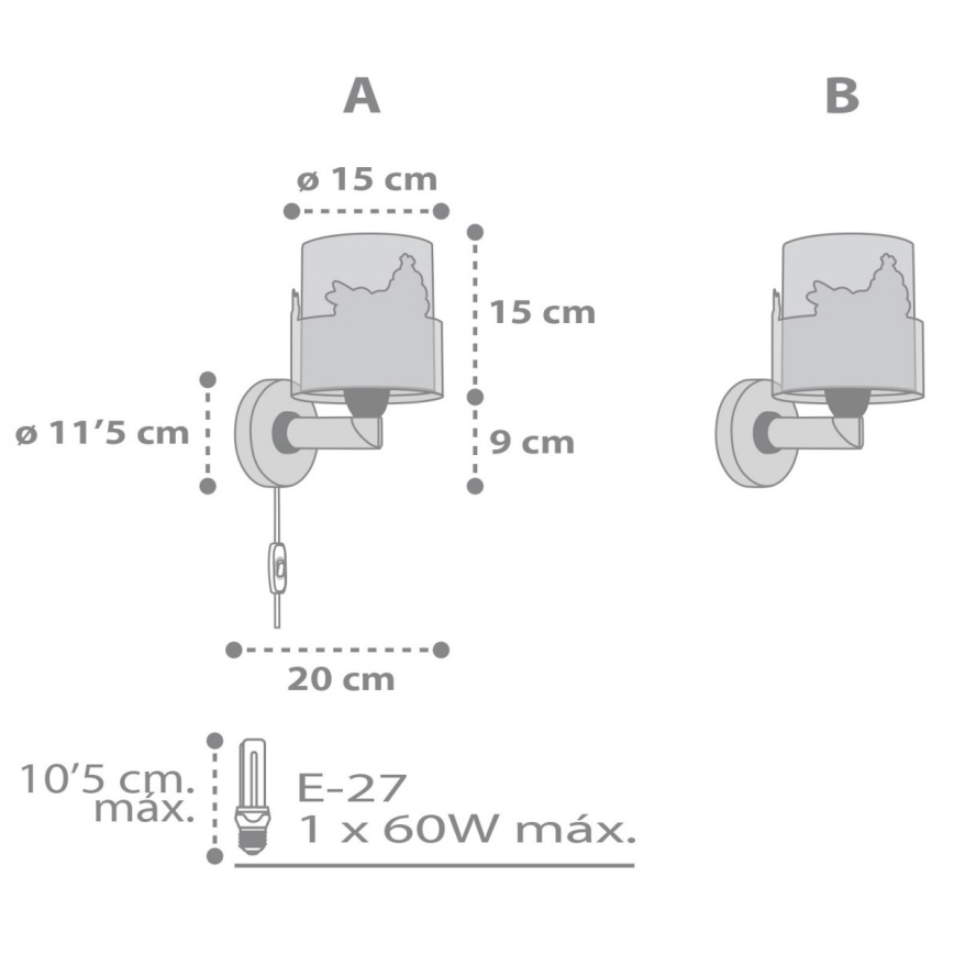 Dalber 61279 - Dečije zidno svetlo LOVING DEER 1xE27/60W/230V