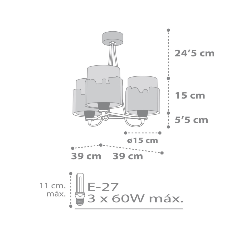 Dalber 61687 - Dečiji luster BABY TRAVEL 3xE27/60W/230V