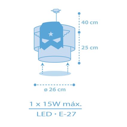 Dalber 61812 - Dečji luster BLUE HERO 1xE27/15W/230V
