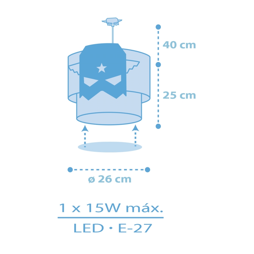 Dalber 61812 - Dečji luster BLUE HERO 1xE27/15W/230V