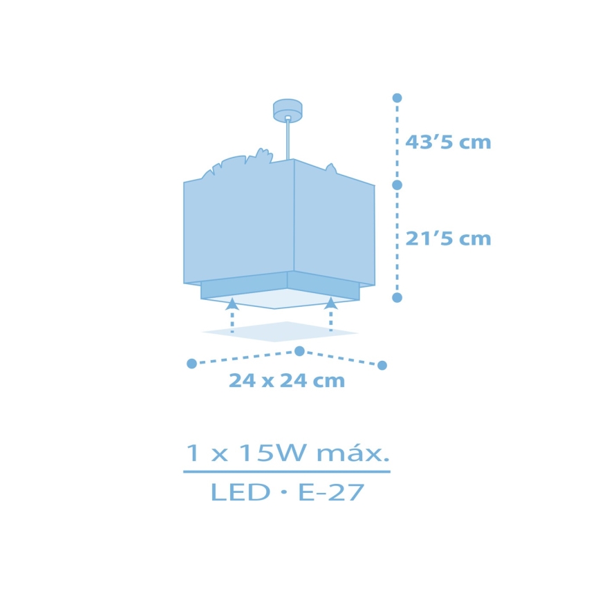 Dalber 63112T - Dečiji luster JUNGLE 1xE27/15W/230V plava