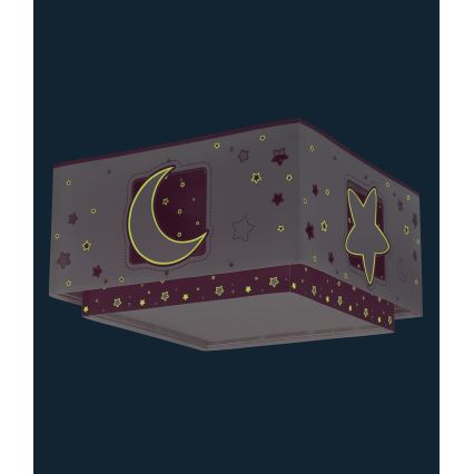 Dalber 63236S - Dečija plafonska svetiljka MOONLIGHT 2xE27/60W/230V ružičasta