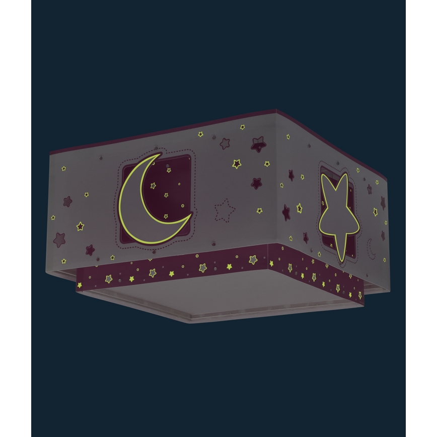 Dalber 63236S - Dečija plafonska svetiljka MOONLIGHT 2xE27/60W/230V ružičasta