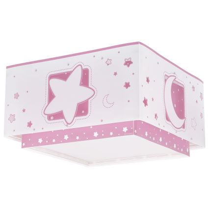 Dalber 63236S - Dečija plafonska svetiljka MOONLIGHT 2xE27/60W/230V ružičasta