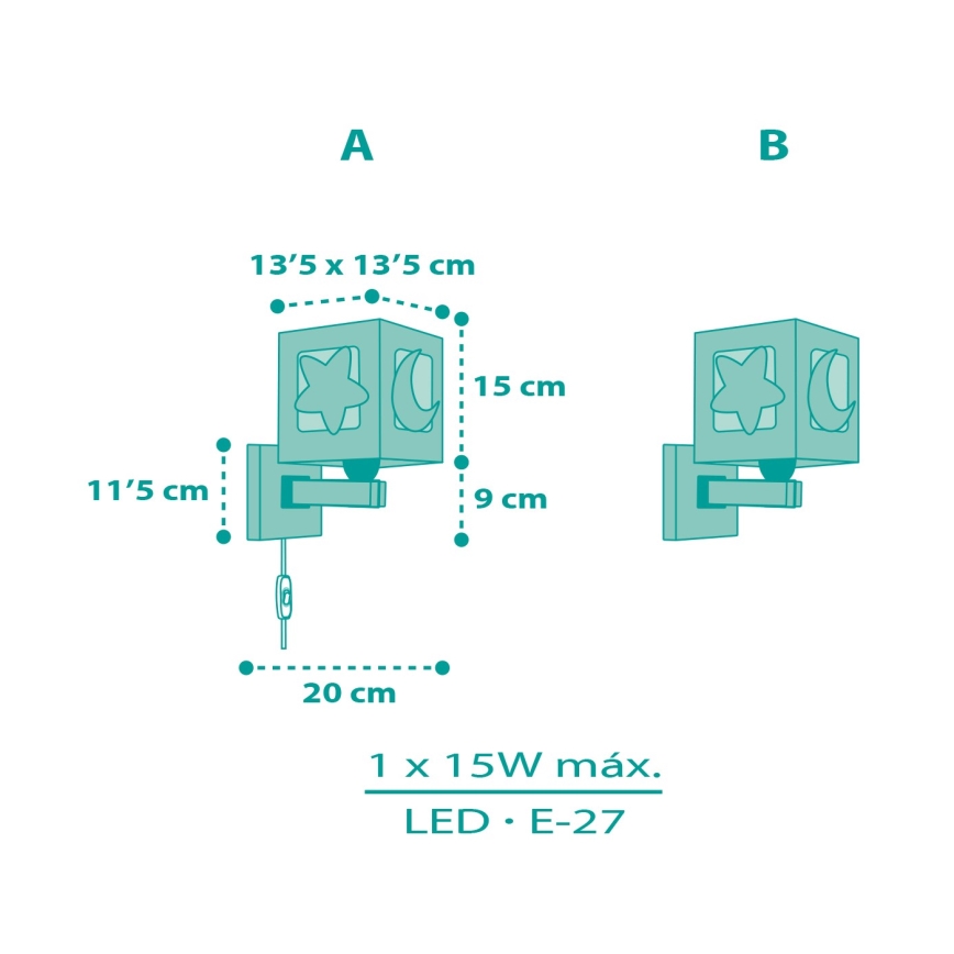 Dalber 63239H - Dečije zidno svetlo MOONLIGHT sa 1xE27/15W/230V, zeleno