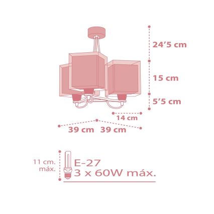 Dalber 63267S - Dečji luster KOALA 3xE27/60W/230V