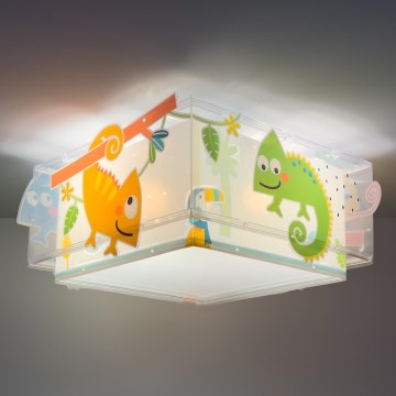 Dalber 63316 - Dečije stropno svetlo HAPPY JUNGLE 2xE27/15W/230V