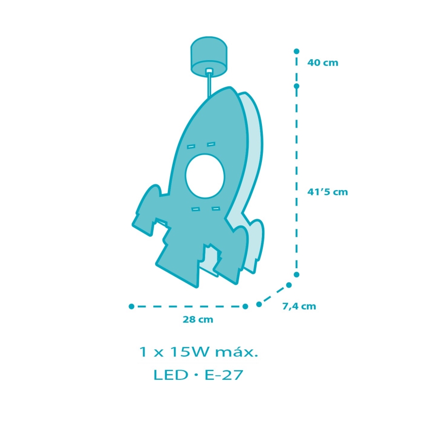 Dalber 63357 - Dečiji luster ROCKET 1xE27/15W/230V