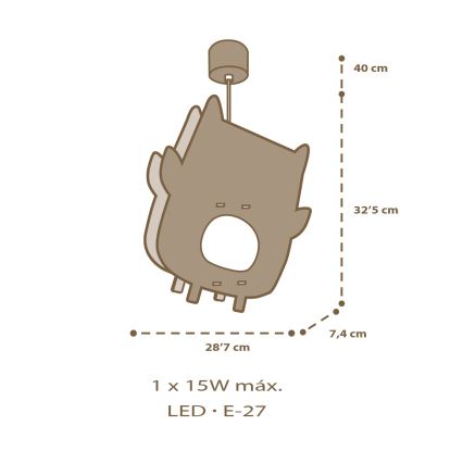 Dalber 63397 - Dečiji luster OWL 1xE27/15W/230V