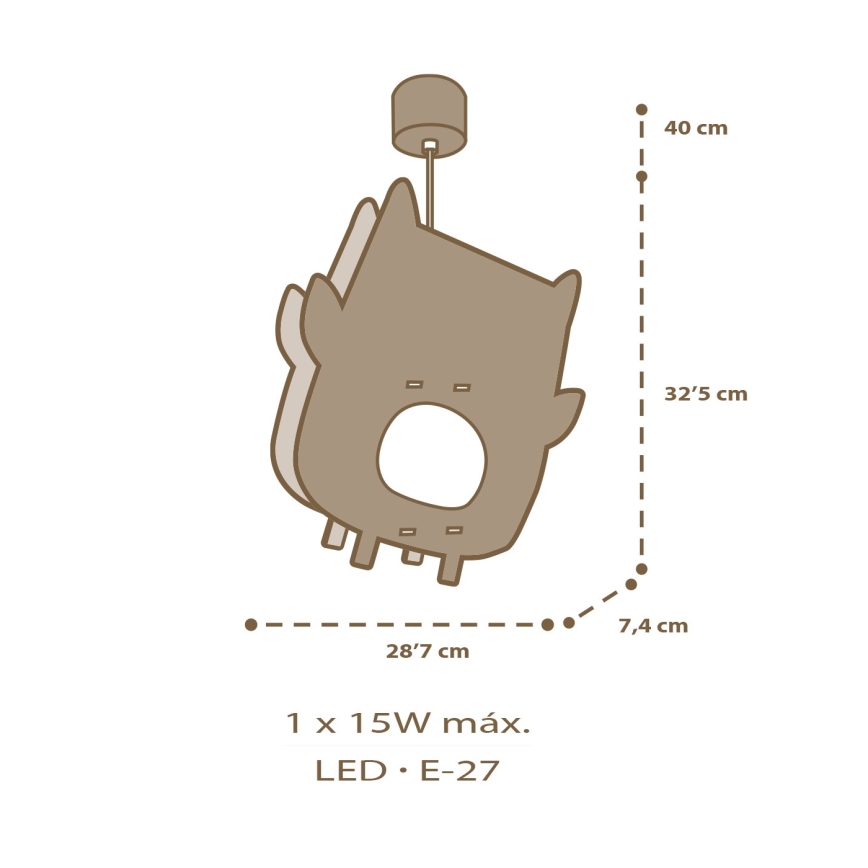 Dalber 63397 - Dečiji luster OWL 1xE27/15W/230V