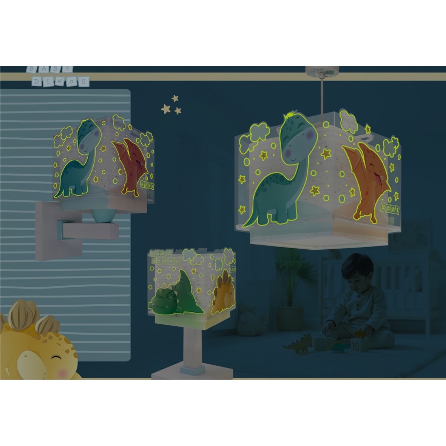 Dalber 63452 - Dečiji luster BABY DINOS 1xE27/15W/230V šaren