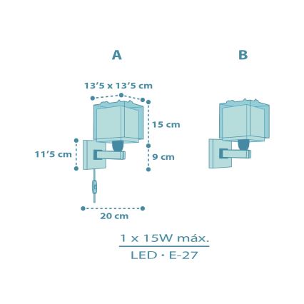 Dalber 63459 - Dečija zidna lampa BABY DINOS 1xE27/15W/230V šarena