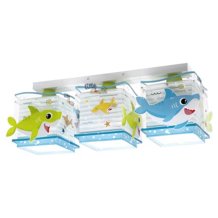 Dalber 63473 - Dečije plafonsko svetlo BABY SHARK 3xE27/60W/230V