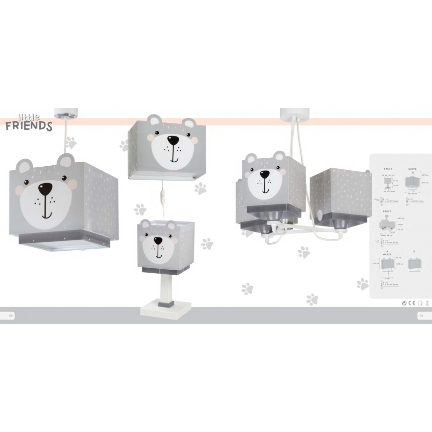Dalber 64572 - Dečiji luster LITTLE TEDDY 1xE27/15W/230V