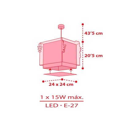 Dalber 73262 - Dečiji luster HELLO KITTY 1xE27/15W/230V ružičasta