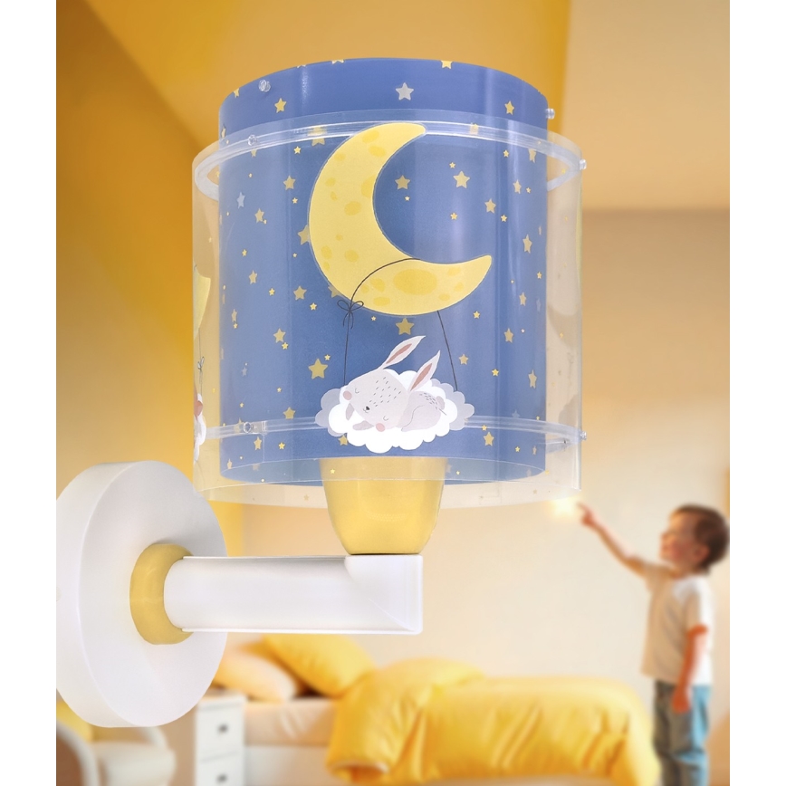 Dalber 76639 - Dečija zidna lampa MOON DREAMS 1xE27/15W/230V plava