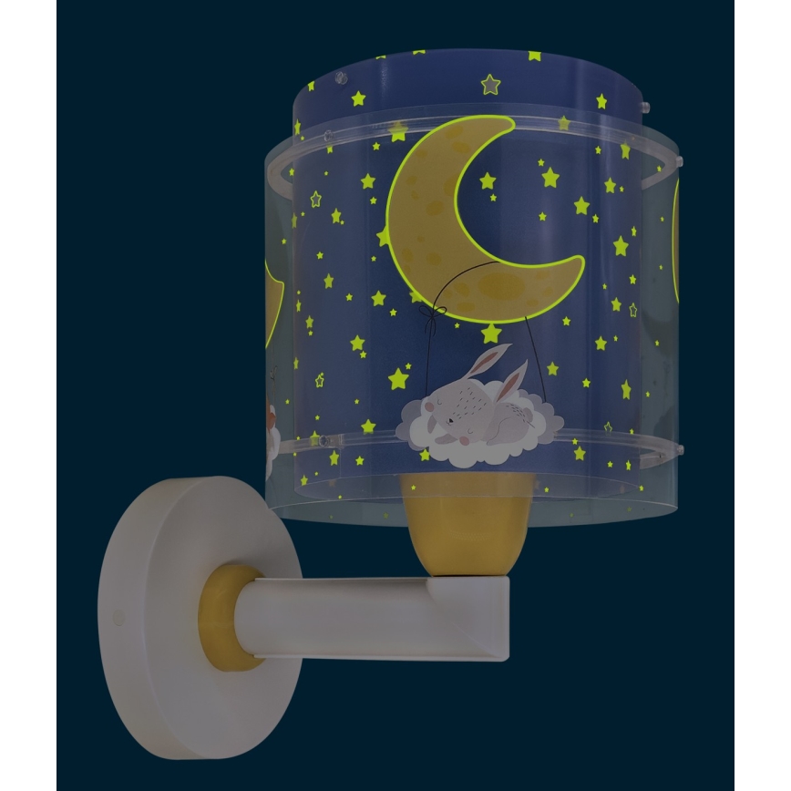 Dalber 76639 - Dečija zidna lampa MOON DREAMS 1xE27/15W/230V plava