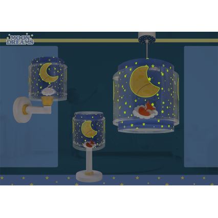 Dalber 76639 - Dečija zidna lampa MOON DREAMS 1xE27/15W/230V plava