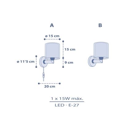 Dalber 76639 - Dečija zidna lampa MOON DREAMS 1xE27/15W/230V plava