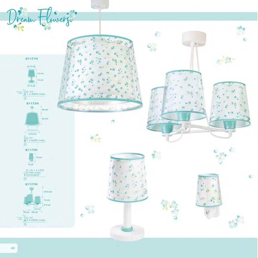 Dalber 81172H - Dečiji luster DREAM FLOWERS 1xE27/60W/230V