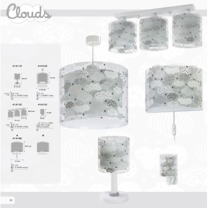 Dalber D-41411E - Dečija stona lampica CLOUDS 1xE14/40W/230V