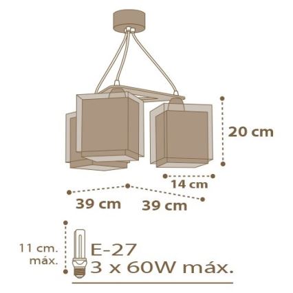 Dalber D-63394 - Dečiji luster GOOD NIGHT 3xE27/60W/230V