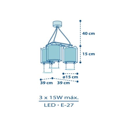Dalber D-76114 - Dečiji luster MY LITTLE JUNGLE 3xE27/15W/230V