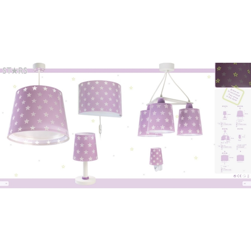 Dalber D-81212L - Dečiji luster na sajli STARS 1xE27/60W/230V